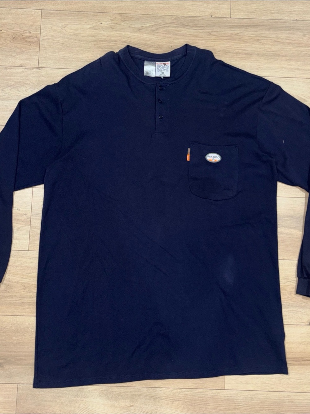 Rasco FR Flame Resistant Henley Navy Long Sleeve CAT2/NFPA2112 Men’s Size 4XL